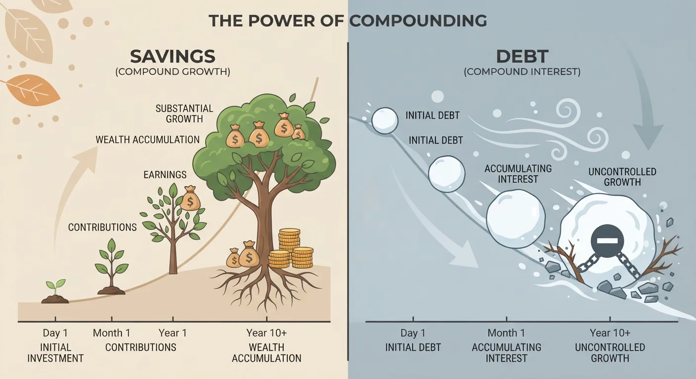 Compound Interest: The Concept Behind Both Growing Wealth and Growing Debt